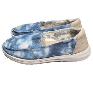 Hey Dude Lena Blue Tie Dye Slip-On Loafers Women’s Size 7 Cloud Wash